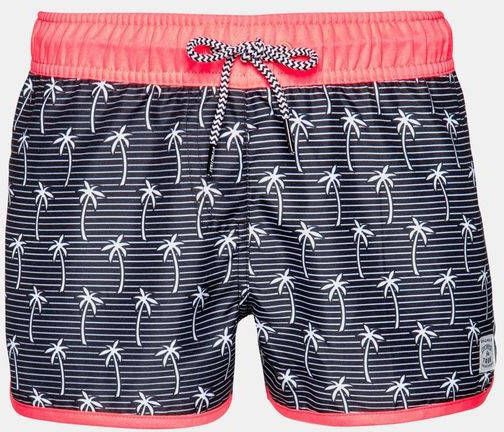 Protest strandshort Bobbie JR met all over print zwart/roze
