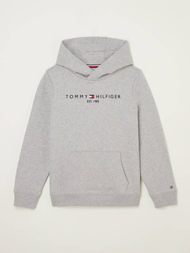 Tommy Hilfiger unisex hoodie met logo grijs melange