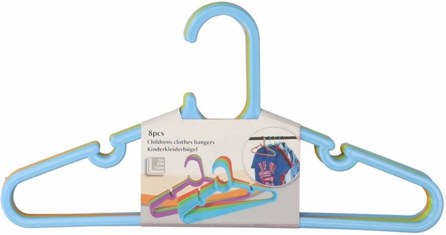 Merkloos Edco Kledinghangers 8x Stuks Voor Kinder/babykleding Blauw/groen/oranje 29 X 0, 2 X 15 Cm Kledinghangers