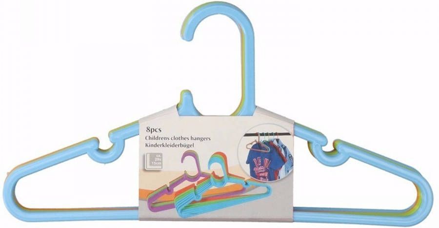 Merkloos 16x Kledinghangers Voor Kinder/babykleding Blauw/groen/oranje 29 X 0, 2 X 15 Cm Kledinghangers