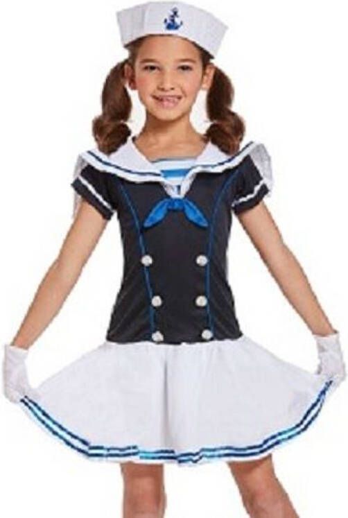 Merkloos Kinderen Meisjes Matrozen Marine Kostuum, Bestaande Uit Jurk En Hoed