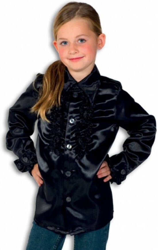 Merkloos Rouches Blouse Zwart Voor Jongens 128 Carnavalsblouses