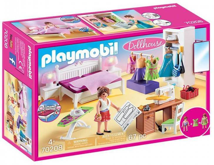 Playmobil ® Constructie speelset Slaapkamer met mode ontwerphoek(70208 ), Dollhouse Made in Germany(67 stuks )