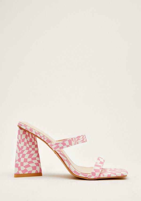 boohoo Geruite Hakken Met Bandjes, Baby Pink