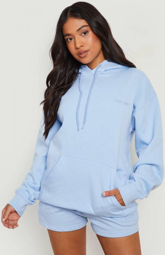 boohoo Petite Dsgn Studio Trainingspak Met Hoodie En Shorts, Light Blue
