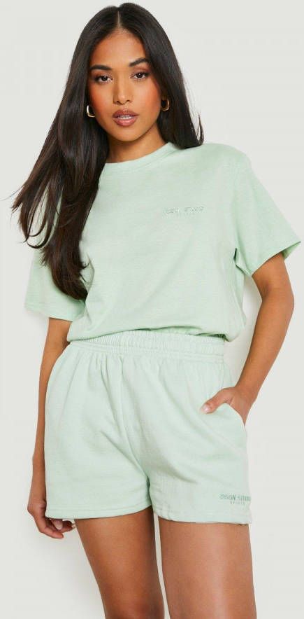 boohoo Petite Dsgn Studio Trainingspak Met T Shirt En Shorts, Apple Green