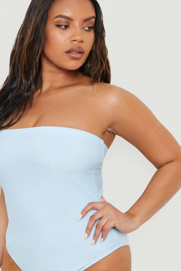 boohoo Plus Essentials Strapless Badpak, Baby Blue