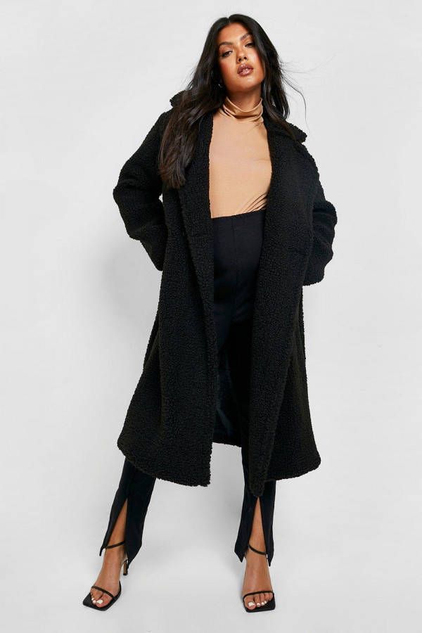 boohoo Zwangerschap Oversized Teddy Jas, Black