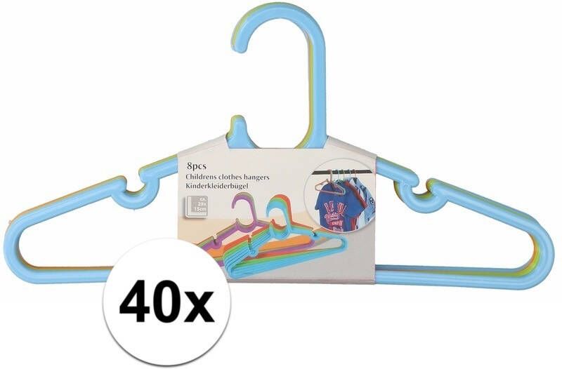 Merkloos 40x Kledinghangers voor kinder/babykleding blauw/groen/oranje 29 x 0, 2 x 15 cm