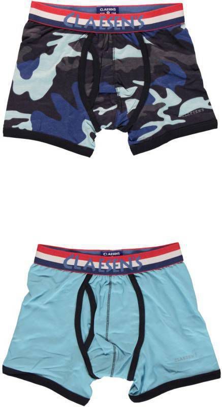 Claesens ! Jongens 2-pack Boxers Maat 140 Blauw Katoen/lycra