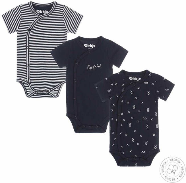 Dirkje ! Jongens 3-pack Rompers Maat 56 Donkerblauw Katoen/elasthan