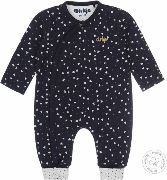 Dirkje newborn baby boxpak van biologisch katoen met hartjes donkerblauw