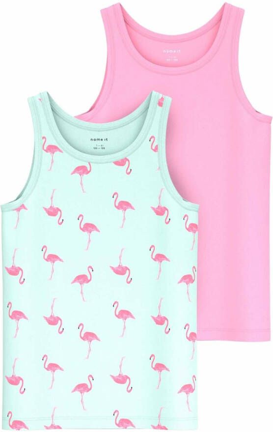 name it ! Meisjes 2 Pack Hemd -- Diverse Kleuren Katoen/elasthan