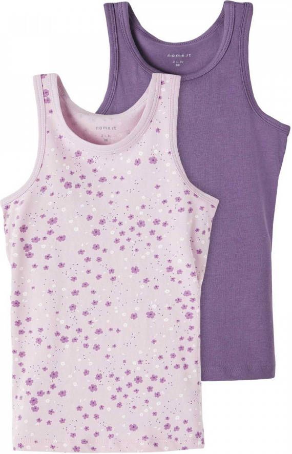 name it ! Meisjes 2 Pack Hemd -- Diverse Kleuren Katoen/elasthan