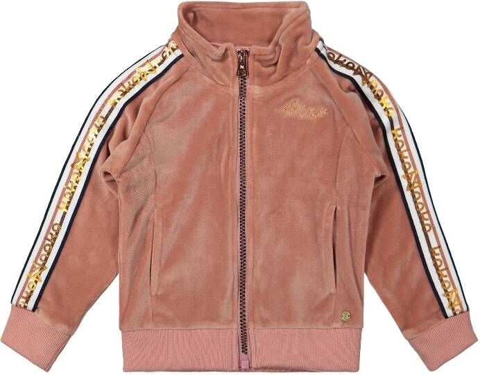 Koko Noko velours vest met contrastbies roze