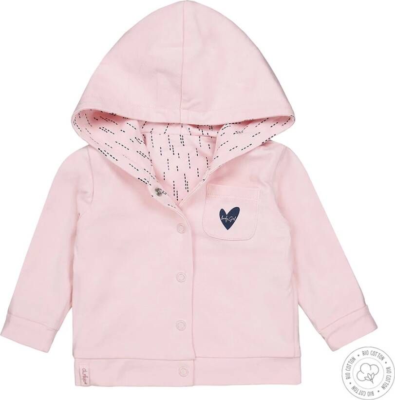 Dirkje baby reversible vest met biologisch katoen lichtroze/donkerblauw