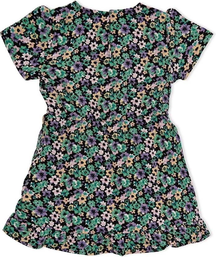 ONLY KIDS MINI gebloemde overslagjurk KMGSELMA LULU zwart/groen/paars