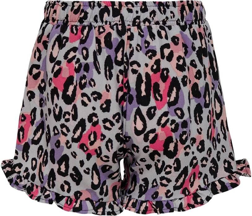 ONLY KIDS GIRL short KOGSELMA met panterprint paars/zwart/rood