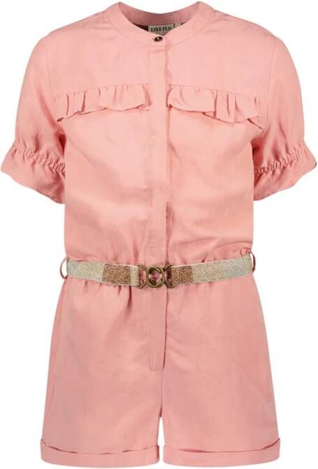 Like Flo Roze Jumpsuit Linnen Jumpsuit With Belt