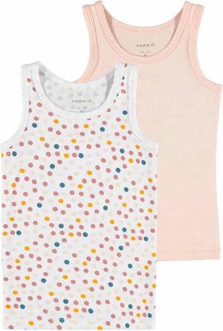 NAME IT MINI hemd set van 2 zalmroze/wit
