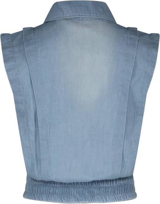 Nono Blauwe Gilet Donka Sleeveless Denim Button Up Vest