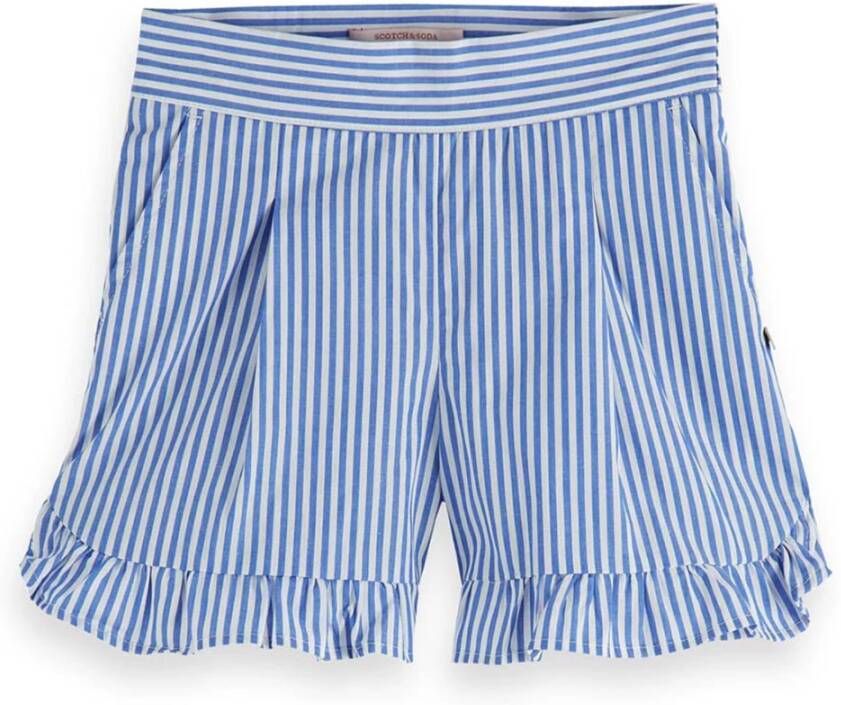 Scotch & Soda High waist shorts met streepdessin en volantzoom