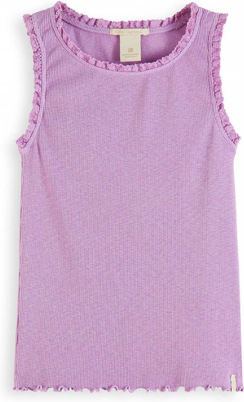 Scotch & Soda Tanktop van biologisch katoen met kanten randjes