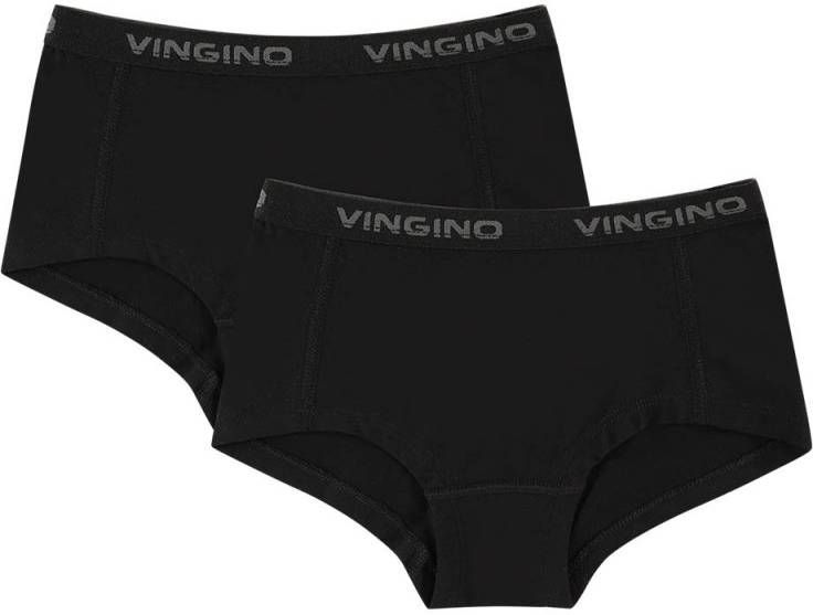 Vingino ! Meisjes 2-pack Hipster Maat 104 Zwart Katoen/elasthan