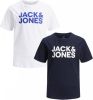 JACK & JONES JUNIOR t shirt set van 2 donkerblauw/wit online kopen