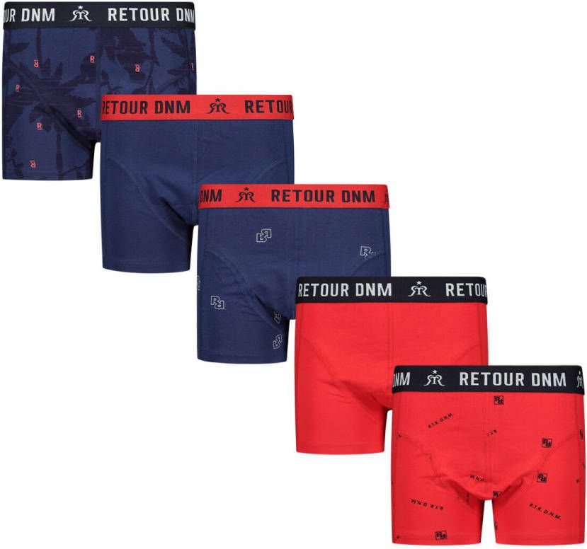 Retour Denim boxershort Brecht set van 5 donkerblauw/rood