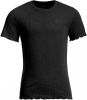 WE Fashion ribgebreid T shirt met borduursels zwart online kopen