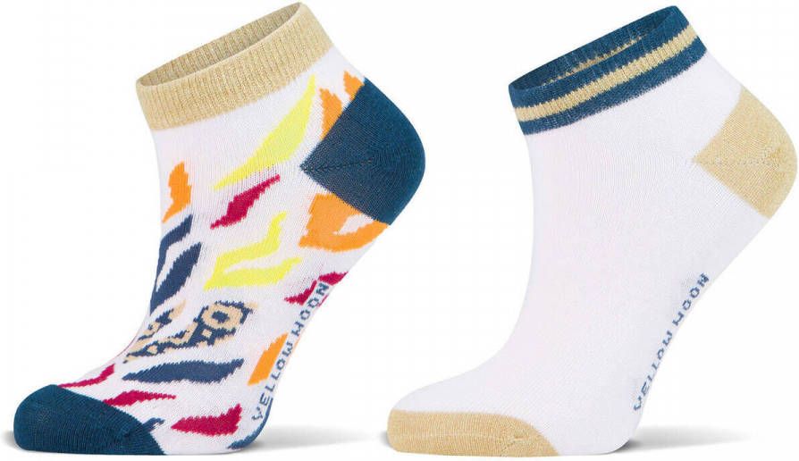 Yellow Moon sneakersokken Wild met all over print set van 2 lichtroze