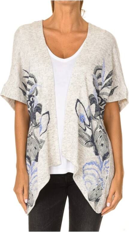 Desigual vest met grafische print wit/grijs