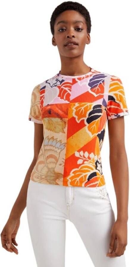 Desigual T shirt bloemen , Oranje, Dames