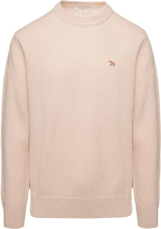 Maison Kitsuné Ronde hals gekweek , Beige, Heren