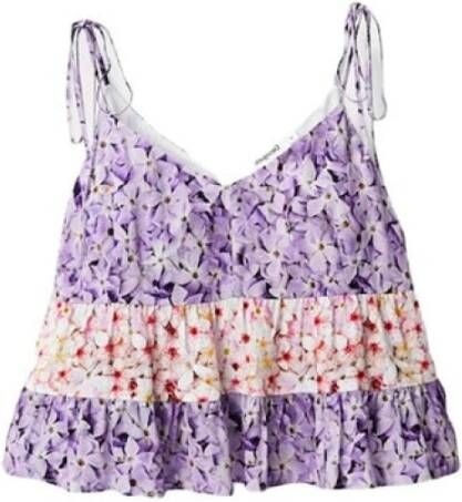Desigual gebloemde spaghettitop paars/wit/roze