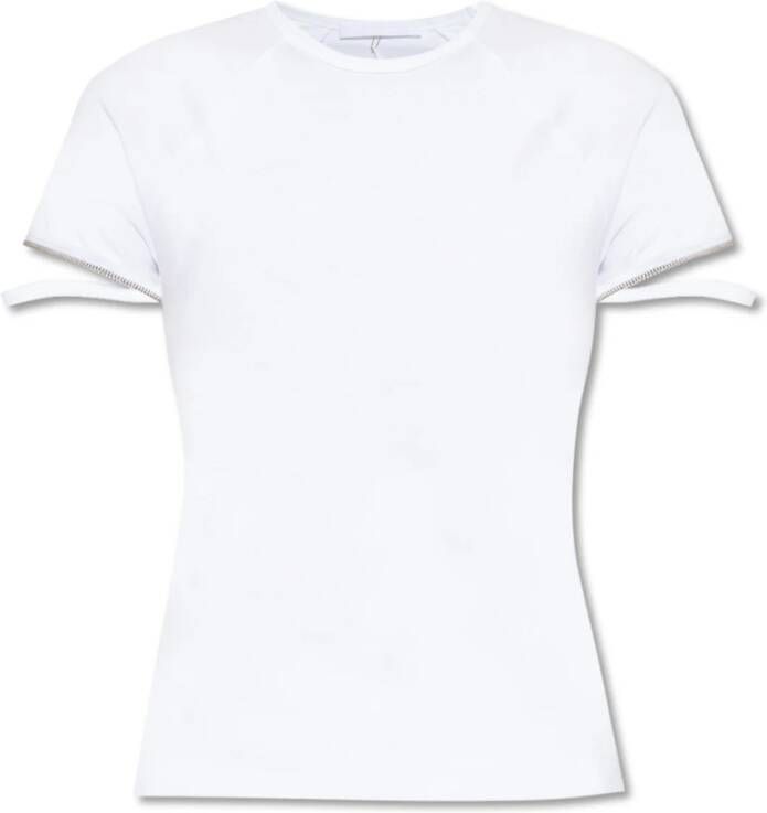 Helmut Lang Zip Cuff Baby T shirt , Wit, Dames