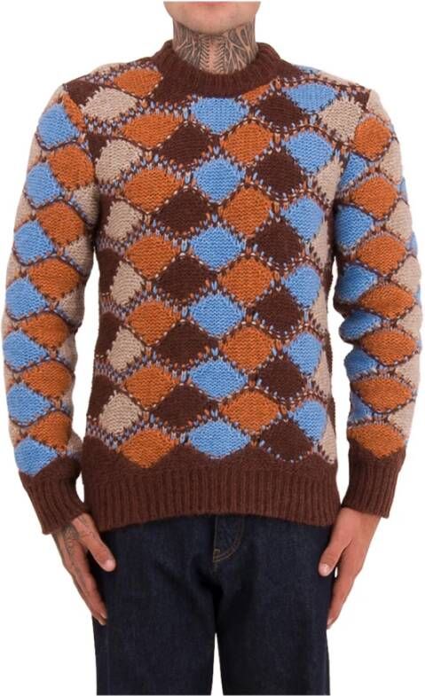 Roberto Collina Ronde hals gekweek , Bruin, Heren