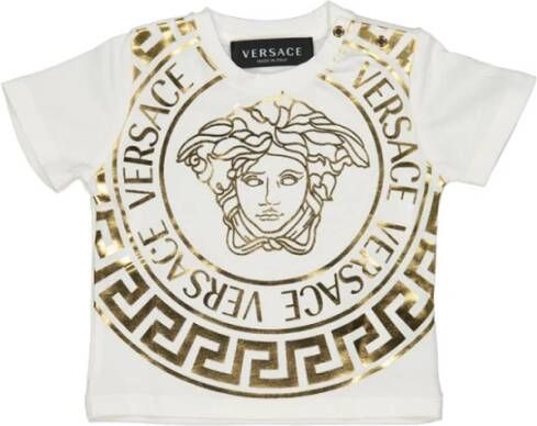 Versace Medusa T shirt in lamé , Wit, Dames
