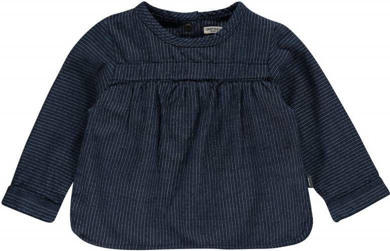 Imps & Elfs ! Meisjes Shirt Lange Mouw Maat 110 Donkerblauw Katoen/linnen