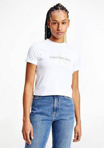 Calvin Klein Shirt met ronde hals SEASONAL MONOGRAM BABY TEE met jeans logo opschrift
