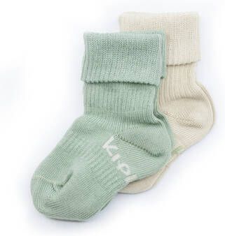 KipKep bio katoen blijf sokken 0 12 maanden set van 2 calming green