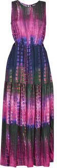 Desigual semi transparante halter maxi jurk met all over print en open detail donkerpaars/fuchsia