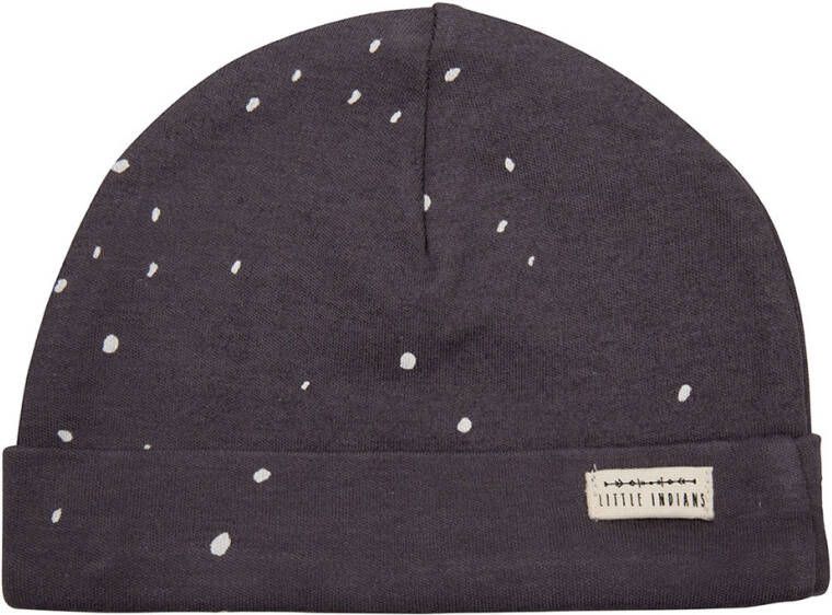 Little Indians baby muts met stippenprint grijs/wit