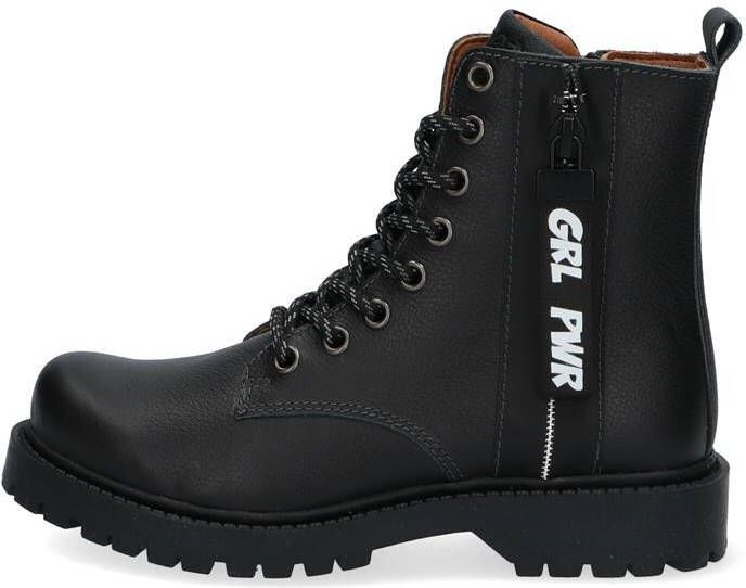 Braqeez Belle Boot lakleren veterboots zwart