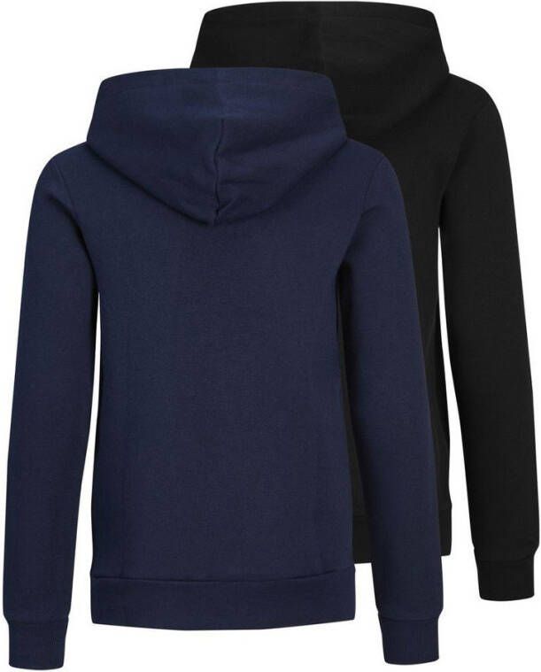 JACK & JONES JUNIOR hoodie set van 2 zwart/donkerblauw