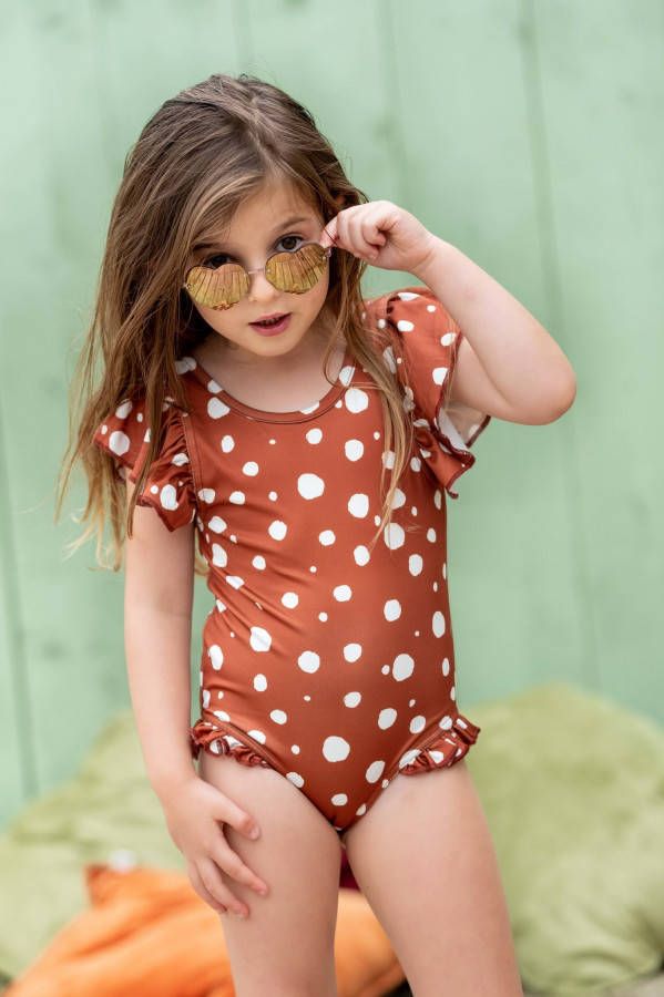 Looxs Revolution Badpak terra polkadots voor meisjes in de kleur