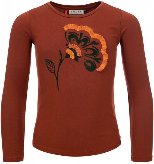 Looxs Revolution Slim fit t shirt bloem voor meisjes in de kleur