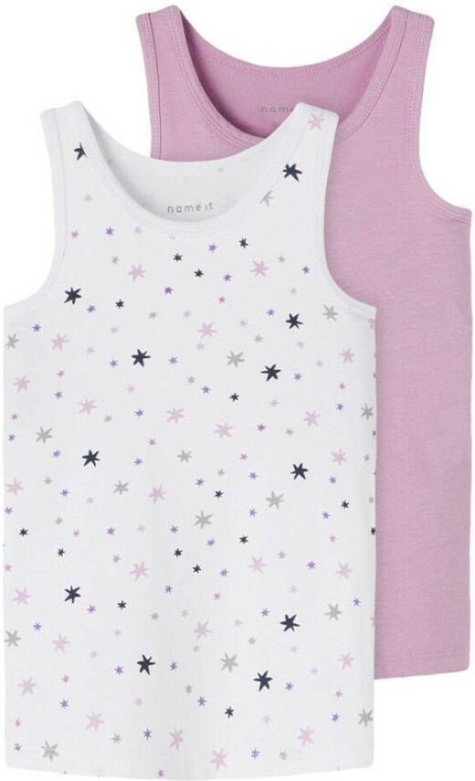 name it ! Meisjes 2 Pack Hemd -- Diverse Kleuren Katoen/elasthan