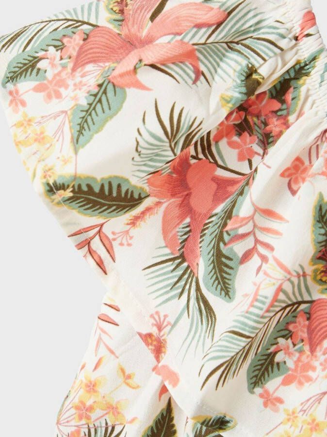 NAME IT KIDS off shoulder jumpsuit NKFVINAYA van gerecycled polyester wit/groen/roze